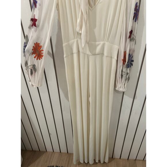 Free People Cream Embroidered Long Sleeve Jumpsuit - Picture 3 of 8